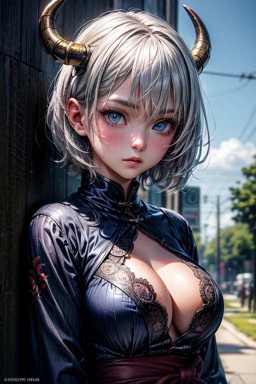 (8K, Photorealistic, RAW photo, Top quality: 1.4), (1girll), Super beautiful, (Realistic face), (Boyish, Silver berries are short-haired), Beautiful cyberpunk set, Glare tempts the audience, Beautiful expression, Beautiful breasts, (Realistic skin), Beautiful smile, (soldier), Attractive, 超高分辨率, Ultra photo realsisim, High definition, Spoiled