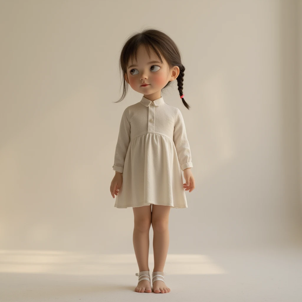 A charming yet creepy Victorian ghost child boy curled up in a basement corner