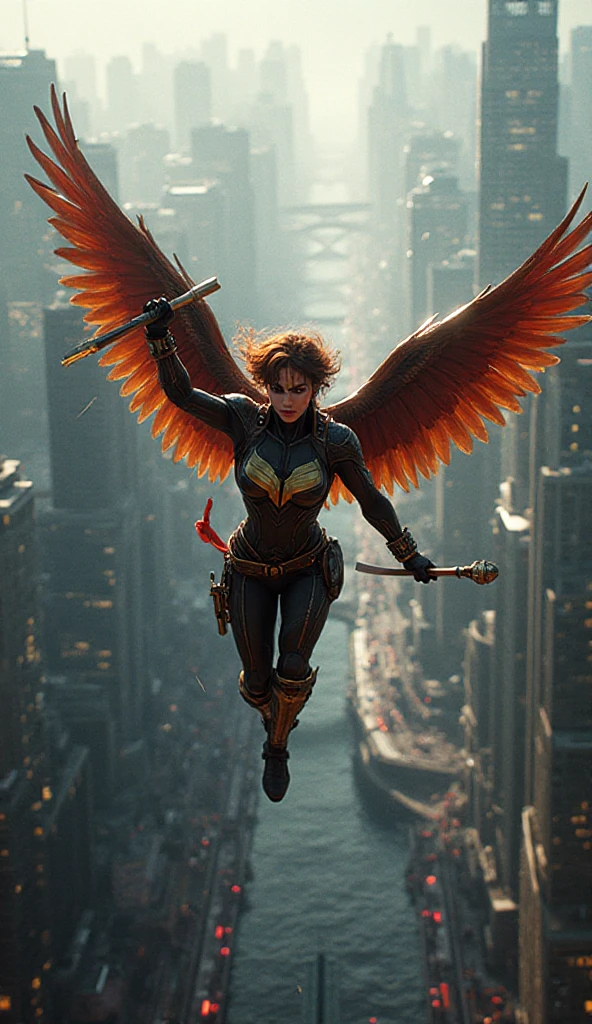 fotorrealista,Realistic illustration in Manga style,((Obra maestra)),((La mejor calidad)),((Ultra detallado)),((1girl)),((solamente)),((waifu:1.5)),Perfect ,Lindo_cara,Exceptionally Beauty waifu Emma Stone como Jinx league of legends,en cosplay de Wonderwoman y ironman Mark-85,((Golden angel armor with crystal wings)),ropa mojada,minifalda,Calcetines negros,rojo-claro_ojos,cabello ondulado,delineador,Maquillaje lindo,((Ojos detallados perfectos)),Ciudad Cyberpunk,lluvia afuera,noche,((Extremadamente CG Unidad 8K Fondo de pantalla)),Detalles intrincados,Extremely beautiful and aesthetic,Renderizado de octanaje,Retrato de cuerpo entero,damp skin,((Cuerpo detallado perfecto)),