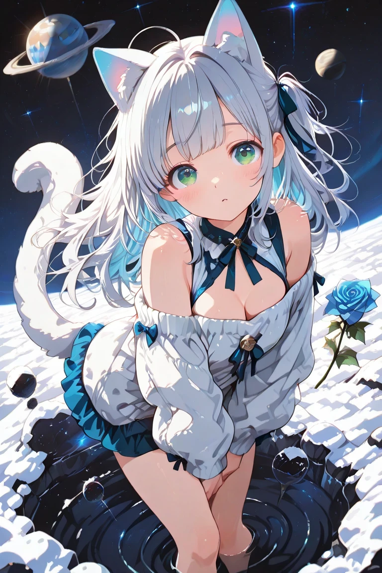 Anime girl with cat ears sitting on a shelf looking at the sky, anime drawings inspired by Makoto Shinkai, trend on pixiv, space art, Makoto Shinkai Cyril Roland, 4K animated wallpapers, anime art wallpaper 8K, anime art wallpaper 4k, 4k anime wallpaper, 4k anime wallpaper, 4k anime wallpaper , , busty and big ass , expresión molesta , abriendo las piernas, aureola de angel , alas de angel ,pezone rosas , abriendo su coño