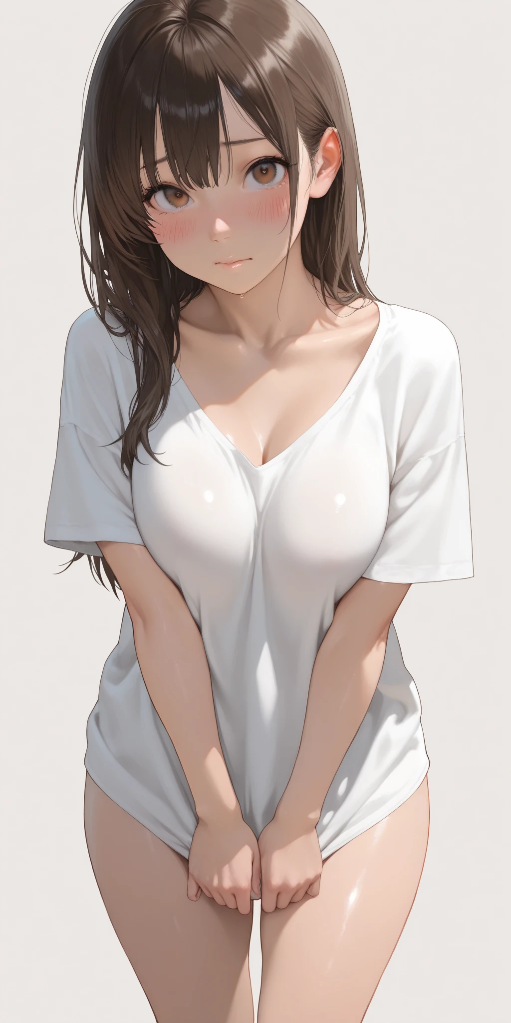 ((masterpiece, best quality)),((high resolution:1.3)), 1 Girl, solo, Cowboy Shot, Blurred Background, (((Small breasts))), Thighs, (underwear), ((lift Shirts:1.3)), Off shoulder