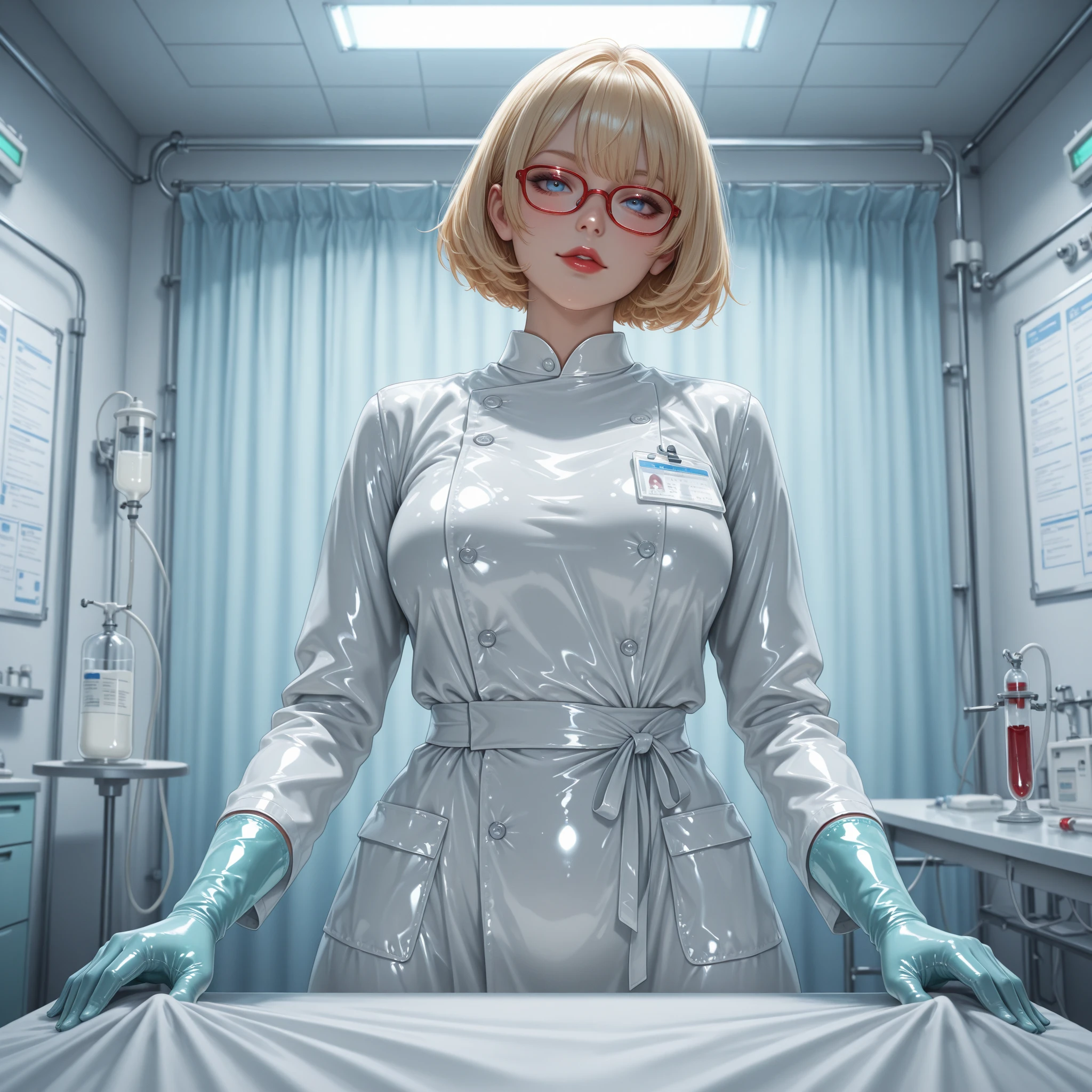 (RAW photo, best quality), 1girl, operating room, overhead surgical light, dslr, blurred background, focused,
 <lora:cyber_surgNurse_v1.0-000006:0.9> cybr_surgnurse, 1girl, solo, bodysuit, nurse cap, latex gloves, science fiction,cybernetic, surgical mask,earpods,
 <lora:Merribit_Stapleton_GUNDAM_IBO-KK77-V1:0.5> (earrings, necklace,blonde hair, blue eyes,short hair,1girl,solo),