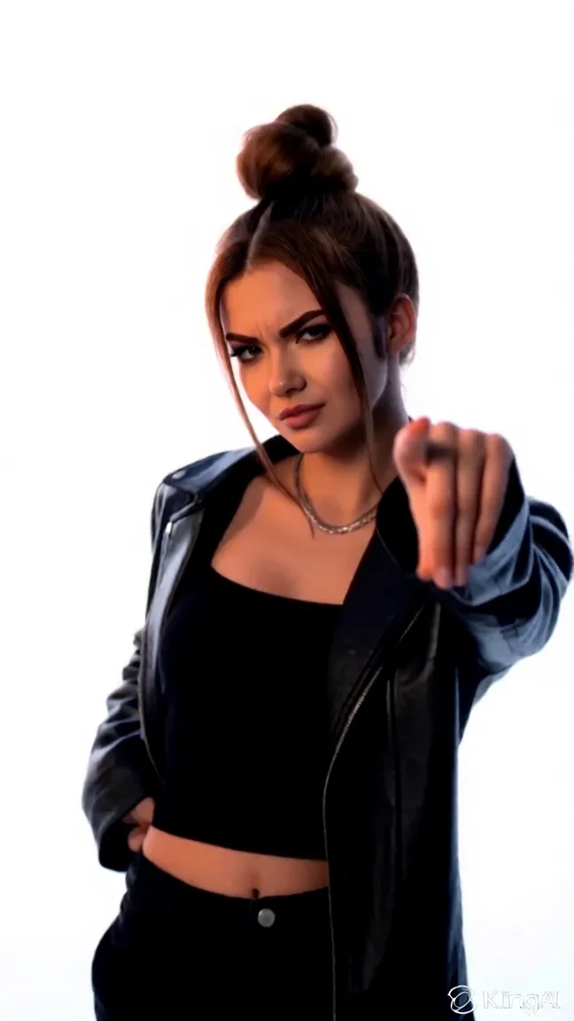 score_9, score_8_up, score_7_up, score_6_up, score_5_up, score_4_up, darkness, night, dark, <lora:L4D_Zoey_Pony_XL_V1-1:0.8>  l4d_zoey, red_jacket, black_pants, upper body, detailed face, detailed eyes, gray eyes, angry, middle finger