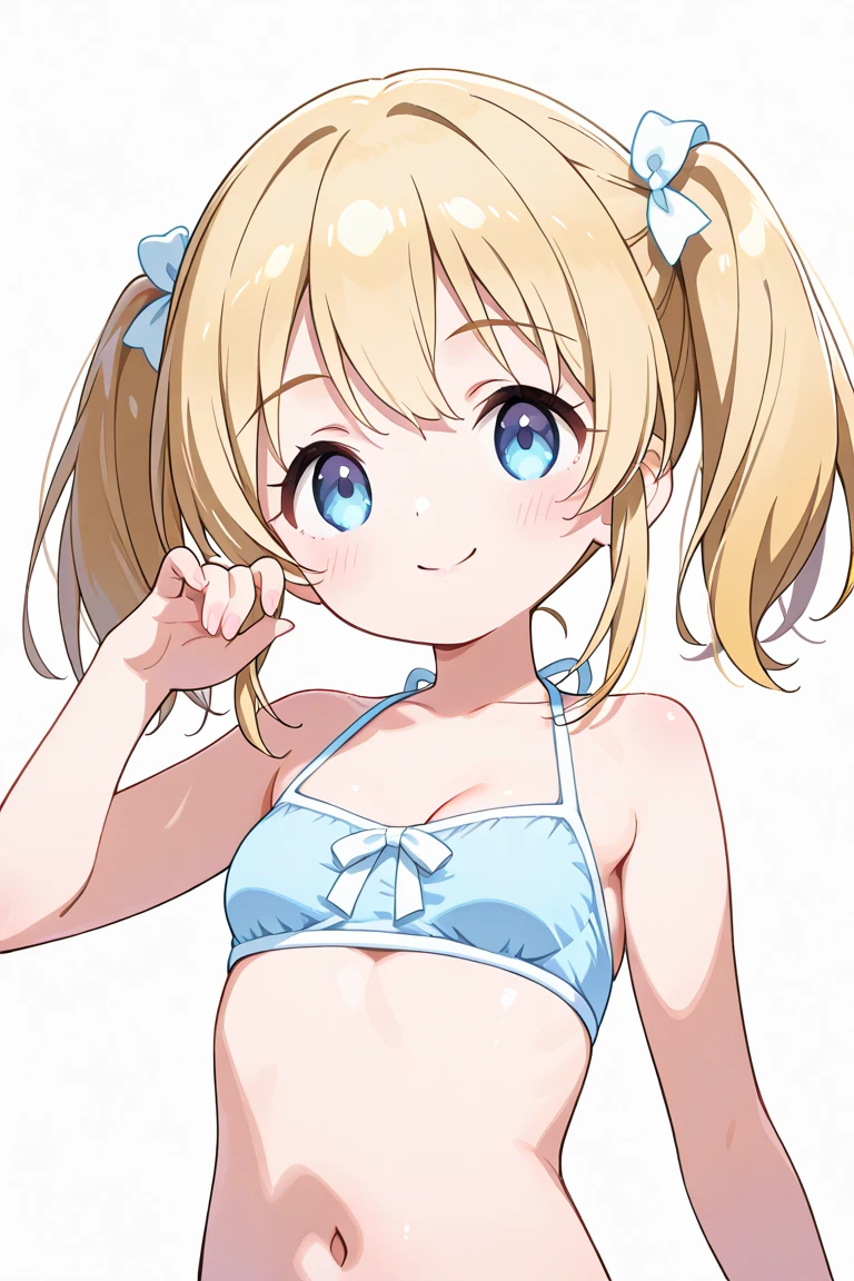 cute girl in ponytail wearing cute ?????? looking at you smugly, white background