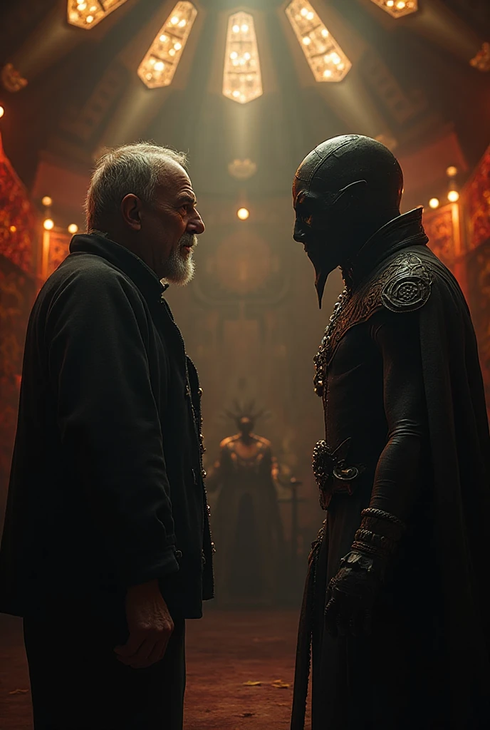 I want an image for a book cover titled The Last Performance, which takes place in a circus called The Crimson Star, where the protagonist is a 45-year-old man and a figure wearing a mask.