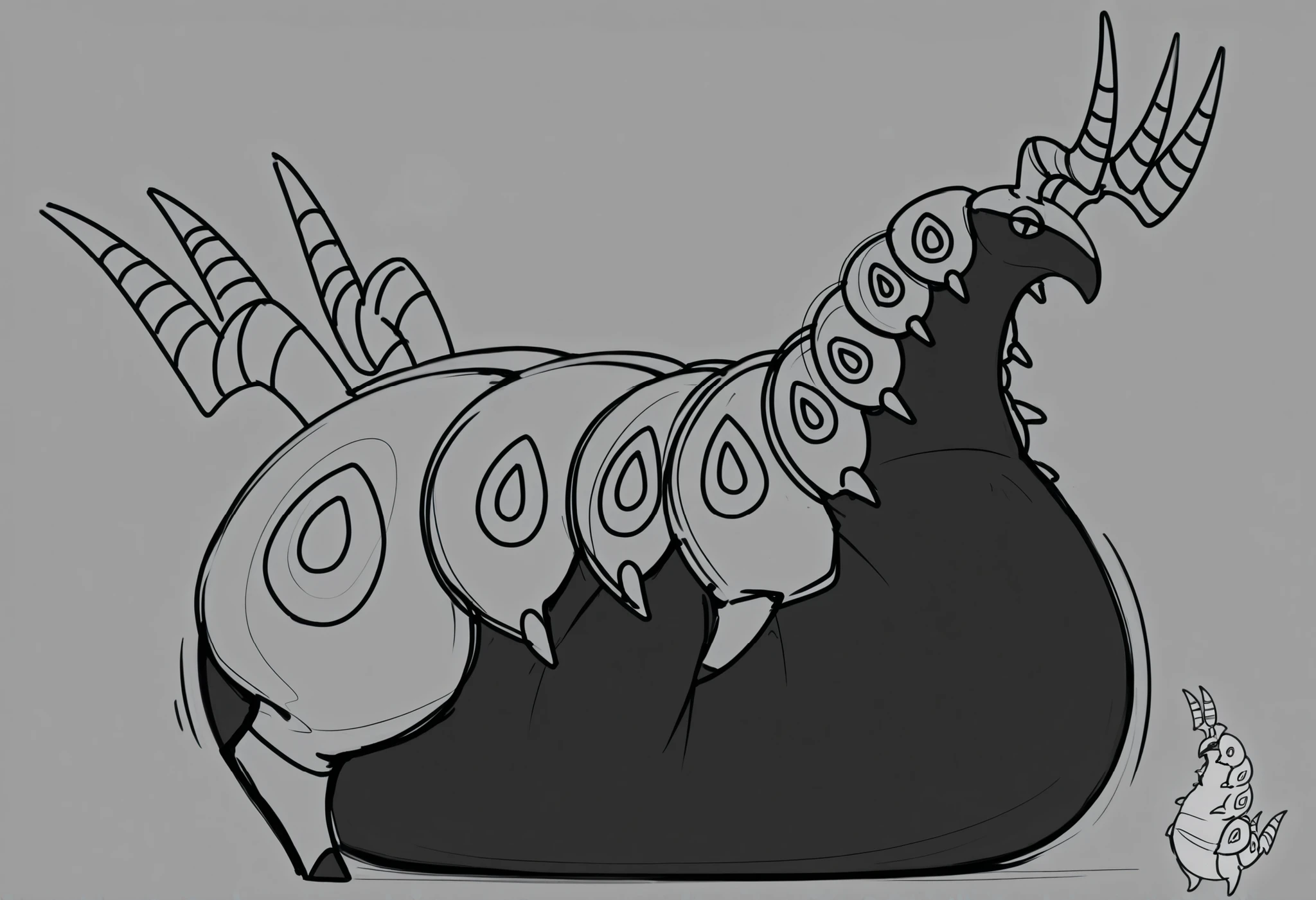 full body, furry scolipede, wide bottom, heavy bottom, wided legs,short digitigrade leg, giant pearshape body, no nipple,detailed face,4k ultfigurelity, (4k half body view:1.0),(detailed face),(cute face),ultra high detailed body,feral scolipede,enormous body,(smaller head),(enomorous body),(gigantic body),belly overhang,cartoon style,(sketch style),side view,light color,macro,giga,(sketch style:1.2),obese,mounting,