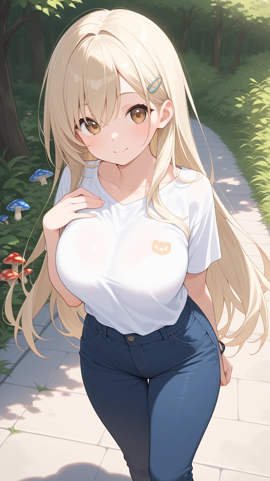 mastute piece,Best Quality,insanely detailed,8k cg,,
(shoot upper body:1.3),
(1girls:1.3),standing,looking at viewr,body in front,both arms behind back,(Trekking wear、rucksack),( breasts:1.2),( crotch:1.2),
break,
blush,shy,(trembling:1.2),(Yellow Hair:1.4),Twin tail hair、
break,
perfect breasts,perfect teats,(open mouth:0.9),(large breasts:1.2),
Mountain trail,