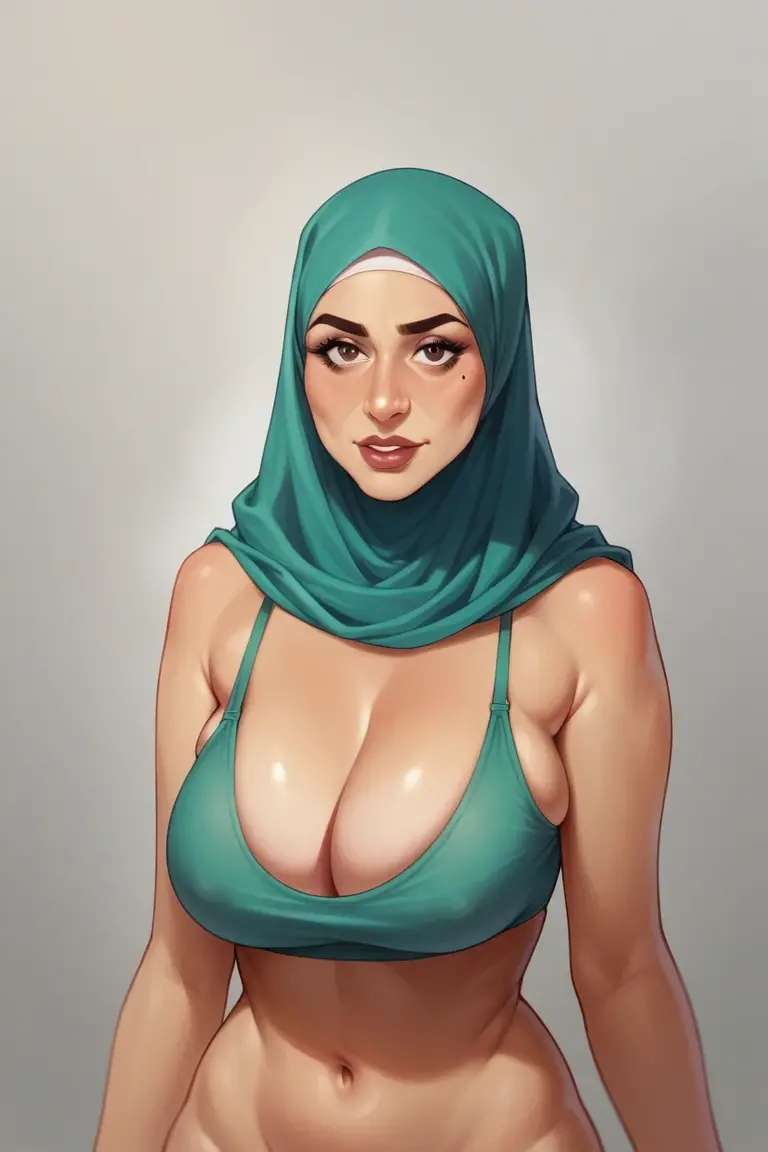 two hijab girl,lace bra,hugging,realistic,hd details,surreal