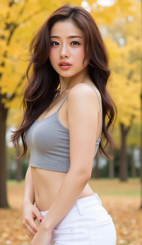 Two Japanese women、(All of them are wearing sheer dresses)、((Lifting the skirt of her dress to show her 、Skirt Lift、Showing off  and thighs))、Embarrassed expression、blush a little、Lifelike skin texture、Detailed face、(Highest quality、high resolution、High resolution、masterpiece、8K:1.2)、21-year-old woman、Female college student、Beautiful feet、Medium 、Photo taken from a foot angle、Slim waist、Perfect proportions、Lift up your 、Skirt flip、Earrings、Natural Makeup、Cute Woman、Detailed lips、Dark brown eyes、Glossy lips、Semi-long hair、Dark Brown Hair、Outdoors、City park square、Natural light、Professional Lighting