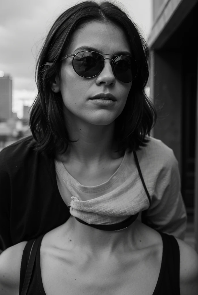 zoecostillo_dfc, brown eyes, beautiful eyes, looking at viewer, 
green designer dress, white jacket, black skirt, full body,
realistic, photograph, (film grain:0.4), realistic skin, detailed skin, skin imperfections, freckles,
(dynamic view:1.2), (shallow depth of field:1.4), (Bokeh:1.4), (Cinematic lighting:1.2), (cinematic color grading:1.1), (shot using a Hasselblad 500CM camera), (on Agfa Vista film), in the style of (Norman Jean Roy : 1.3),