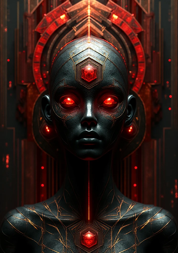 ral-opal, meahophontron, full body, woman robot face, devil nun, , looking at camera, body nun clothes, red eyes, primer plano looking at camera, realist, beautifull woman,  face, black clothes, gray and red.