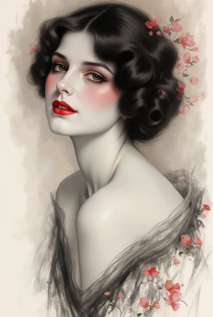 chiaroscuro technique on sensual illustration of an elegant woman, vintage horror, eerie, matte painting, by Hannah Dale, by Harumi Hironaka, extremely soft colors, vibrant, highly detailed, digital artwork, high contrast, dramatic, refined, tonal,