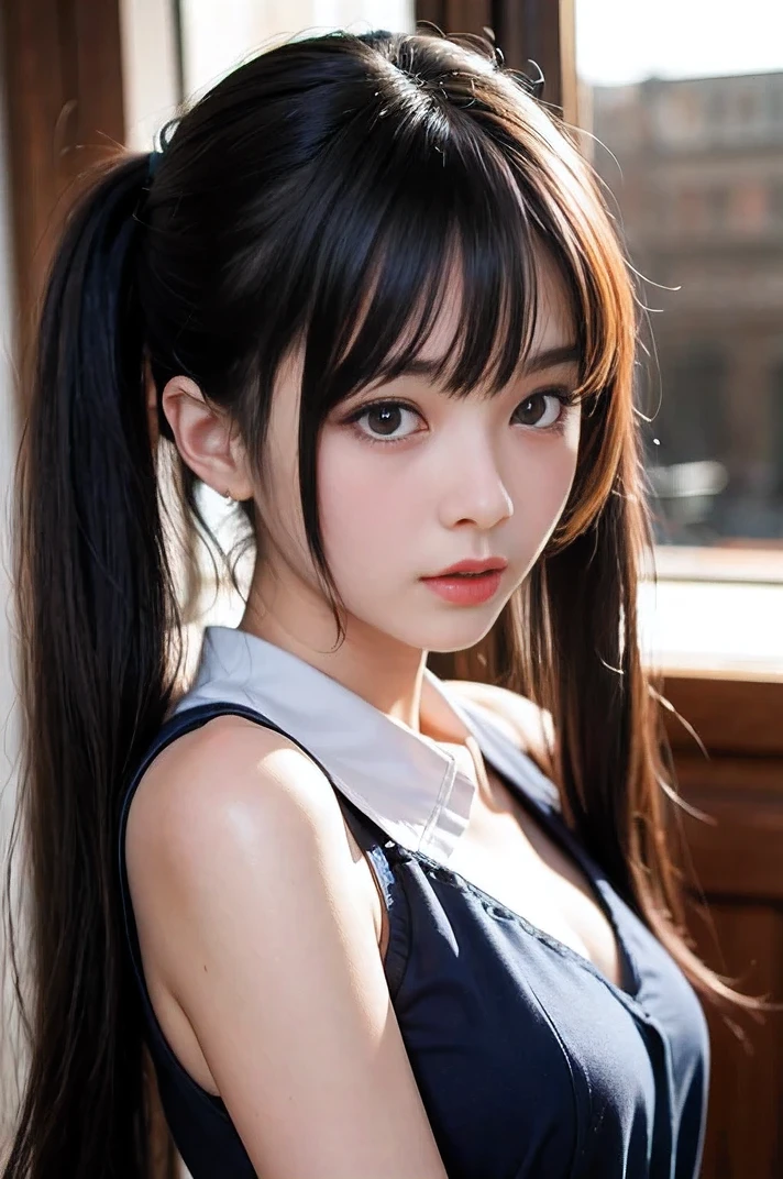 ((perfect )), (photo realistic), (very aesthetic), (highres), (detailed eyes), (top quality), (Realistic), (Super Detailed), (masterpiece), (top quality), (very detailed), (ultra detail), (Super detail), 若い女性, 20代前半のように見える, 柔らかい, 明るい色の表面 , おそらく影のある白いシーツ付きのベッド. 彼女は細いストラップが付いた繊細なピンクのレースのブラを着ています. 彼女は頭を少し傾けている, そして、あごの下に両手を握りしめて柔らかい, を育てている表情. 彼女のロング, ダークブラウンの髪は前髪が額を囲み、数本の糸が優しく落ちているスタイルです肩. 彼女は色白の肌をしている, に優しくかかり、唇には光沢のある, 淡いコーラル色の. 彼女の右手, が施され、きれいに手入れされた爪は赤く塗られています, があご. 首の周りには小さなペンダントが付いたほのかなシルバーのネックレスが見えます. 照明は柔らかく拡散している, が付いた白いブラを身に着けています。彼女の特徴とブラの質感が強調されています. 全体的なムードは親密で魅力的です, 1girl, maid, blue hair, twin tails, pink eyes, 