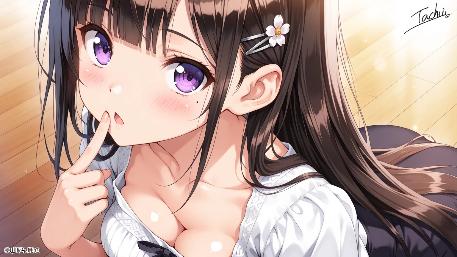 masterpiece, best quality, extremely detailed, illustration, 8k cg wallpaper, stunning art, , POV, tongues perfect crawl on 1 completely, under  between tongues, lying viewer under maids, ceiling, pet red collar, cooperative_, very cute profile, maid hairband, maid wear, drooling, long tongue out, in bed room, at early morning,