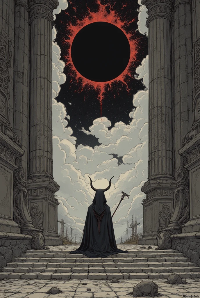 Mythical creatures, author：Zdzislaw Beksiński and Vincent Van Gogh, Album cover, romantic, Surrealism, Futuristic ,Satan, Coral, Wizard, Abstracted, dark, red, hell, landscape