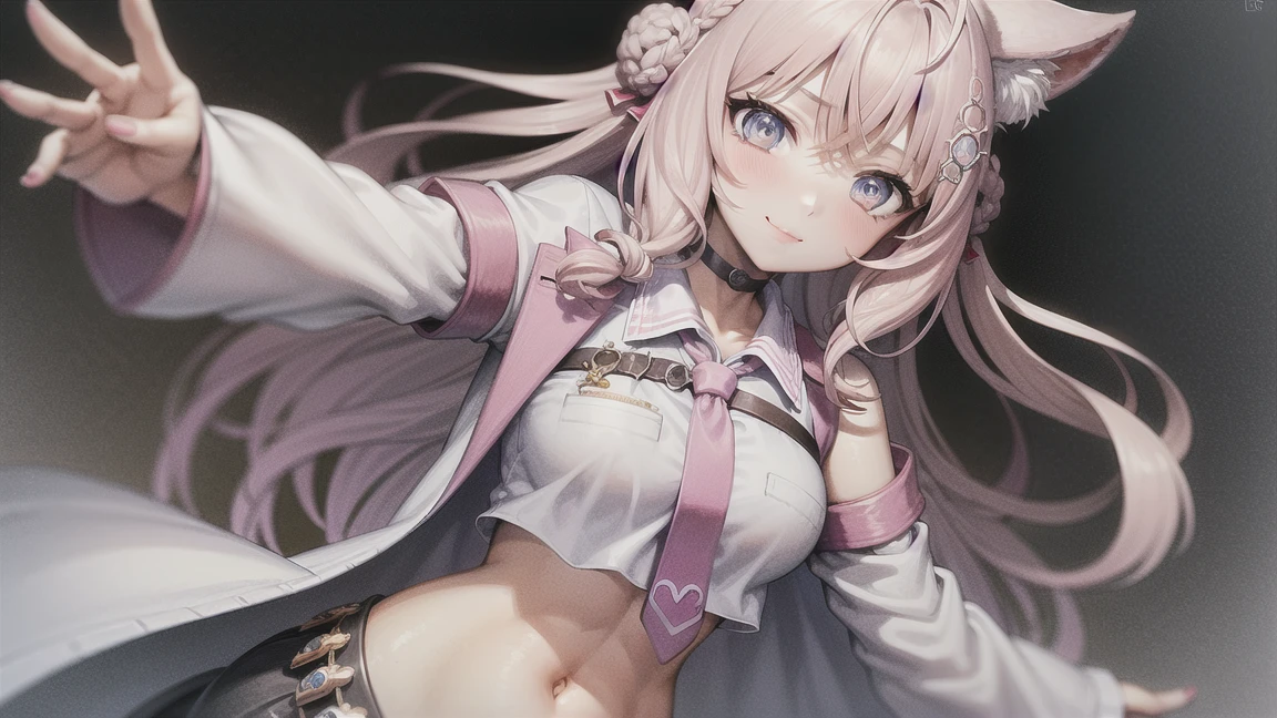 Cute  girl with skirt belly punch in the corner of the ring,((masterpiece)), pink long hair,beautiful white skin、 ((charming))、happy smile、perfect proportions、(((Kickboxing)))、(((Mixed wrestling))), cute woman, baby face, BREAK source_anime, high detail, looking at viewer,POV, large chest, best quality, highly detailed, young face, white background,Droopy eyes, Calm face,A relaxed face,she attacks,frilly skirt