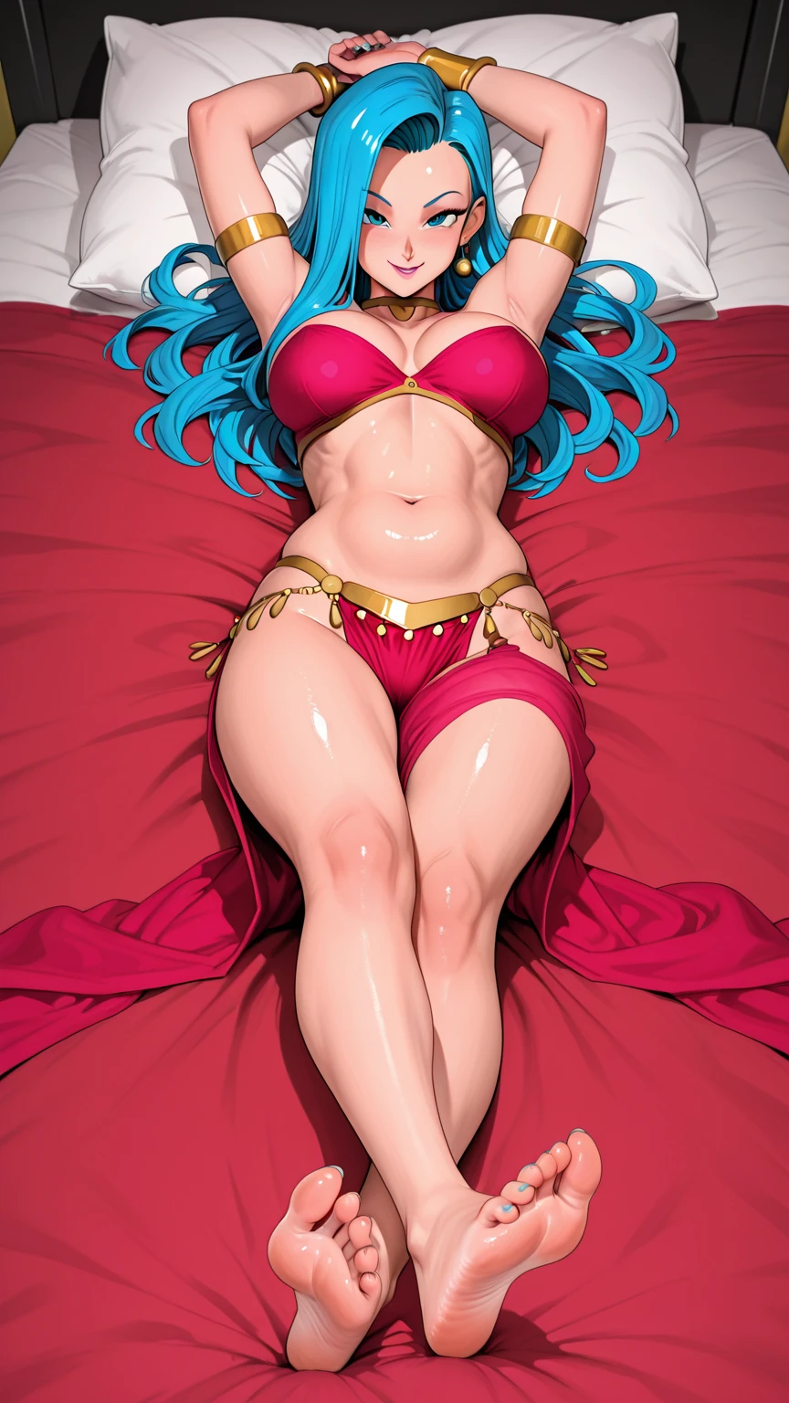 masterpiece, best quality, 1 solo girl, light blue hair, light blue eyes, long hair, wavy hair, Christmas ornaments, ??????????????, mature body and face, red santa dress, christmas, christmas light, christmas tree, red gloves, red santa skirt, holding gift, red bra, red ?????, leg up, cowboy shots, ???? pose, dakimakura, ultra-detailed body, face, and eyes, sharp focus, vibrant, creative, dynamic, high definition, high resolution, 8k, (Upscale: R-ESRGAN 4x+ Anime6B), (Image enchance:4x), voluptuous body