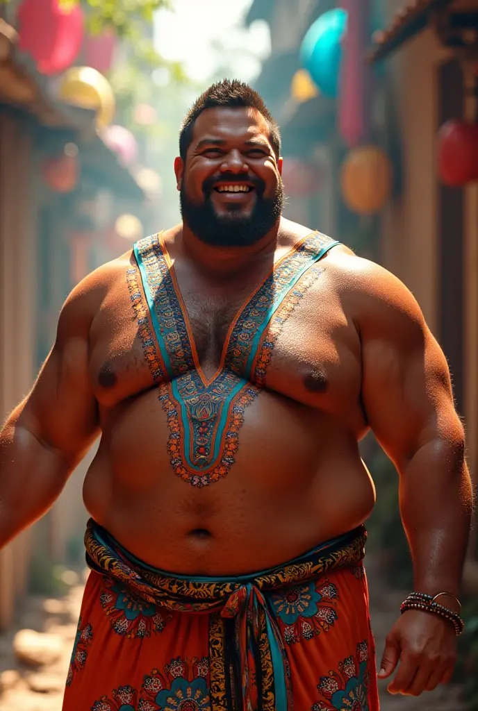 extremely detailed, detailed face, detailed eyes, detailed fat and muscle and very hairy body and sweaty, (view full body), ((1man)), (object (big belly indian older man 50s    bulge in lungi wearing a pagari thick legs rugged sexy very hairy body  standing with face up with hand on croutch alpha smiling expression inside home barefoot)), indian wearing traditonal indian clothing old man (big hefty, big muscle, white  hair, white chest and body hair beaded, white beard, alpha strong man face thick hair,  white hair, strong character, strong muscle), (background (sunny , indian home Garden)), (photography (50mm lens, cinematic, cinematic color)