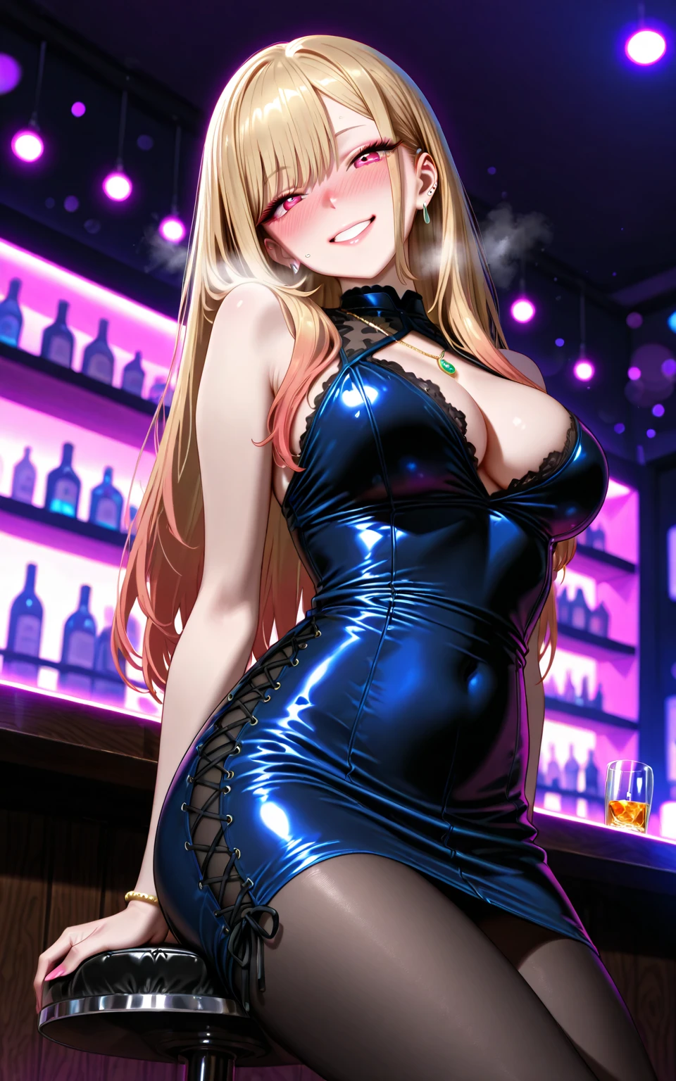 masterpiece , (gyaru hostess:1.2, gyaru make-up:1.2, gyaru:1.2, Dark eyeliner、Long eyelashes、False eyelashes、Colorful Eyes、Light fluorescent lip gloss、nightclub:1.3, hostess:1.3, nightclub girl:1.3), ((())), Shiny sequined off-the-shoulder velvet dress), Sitting shallowly on a big sofa、Drinking alcohol and getting drunk、Drunk and dazed face、Head to foot diagram、(Dimly lit interior and atmosphere:1.5)、(Good health:1.3, Innocent girl:1.2,)