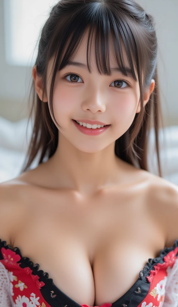 ((LAUGH AND SMILE SWEETLY)), ((Chubby)), ((Straddling)), " Lingerie Bra" ((Hijab Stylish)), (Malaysia female), age 15 years old, 8K, photottorialism, G-String, ((RED LIPSTICK))