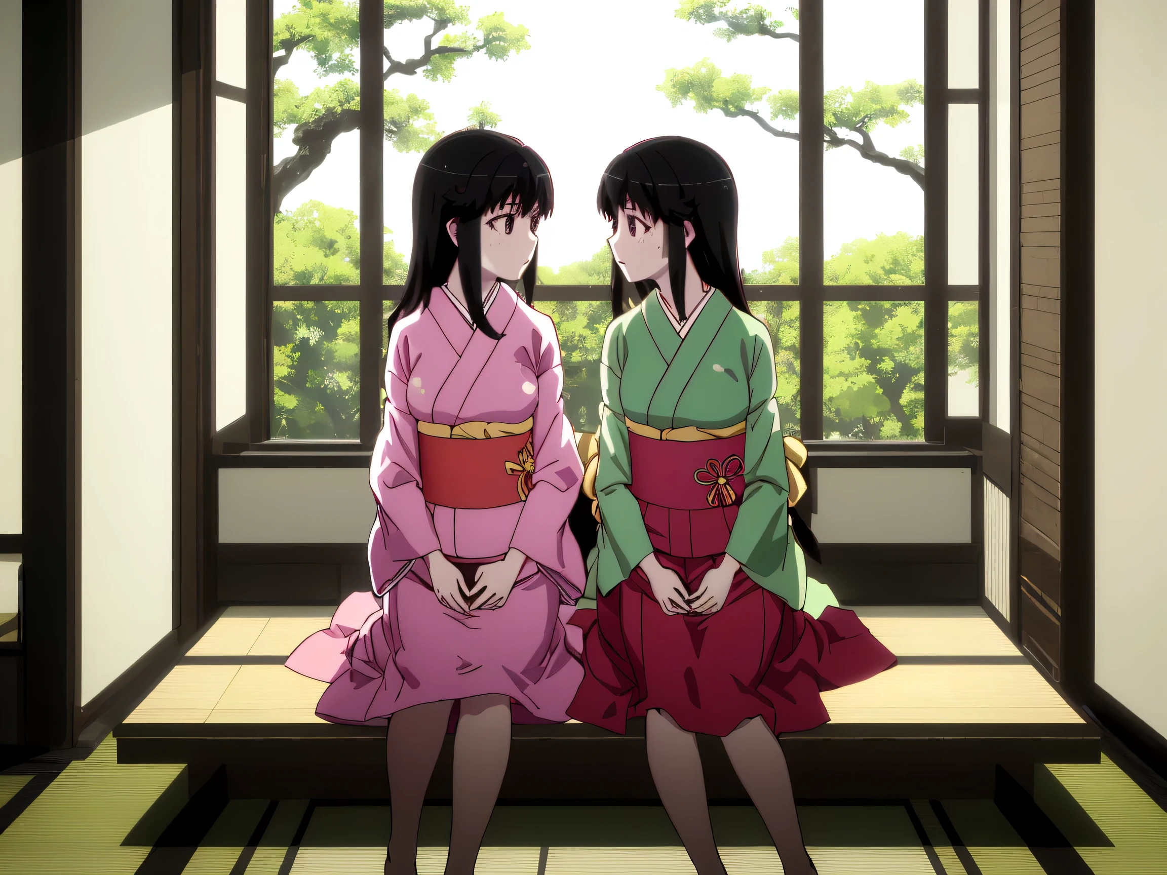 a warm, quiet scene of two people sitting side by side, gently untangling a ball of yarn together, symbolizing thoughtful dialogue. soft natural light, calm atmosphere, minimalistic Japanese aesthetic, warm wood textures, delicate hands, serene facial expressions, depth of field, peaceful communication, philosophical mood, high-resolution, studio-quality illustration