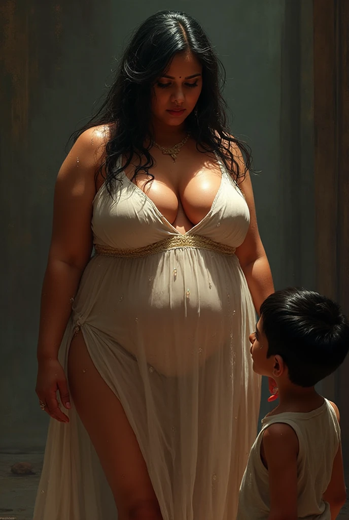 (Masterpiece), (best quality), (detailed), 1girl, (Chel from road to el dorado), Chel fat, Chel goddess of fertility, super giant bloated belly, very fat thighs, giant , super fat body, super mega fatty, , ssbbw, super giant fat ass, (((super mega wide hips))), ((super thick thighs)), pear shape body, super giant Chel, Chel  and stressed from overstuffed belly