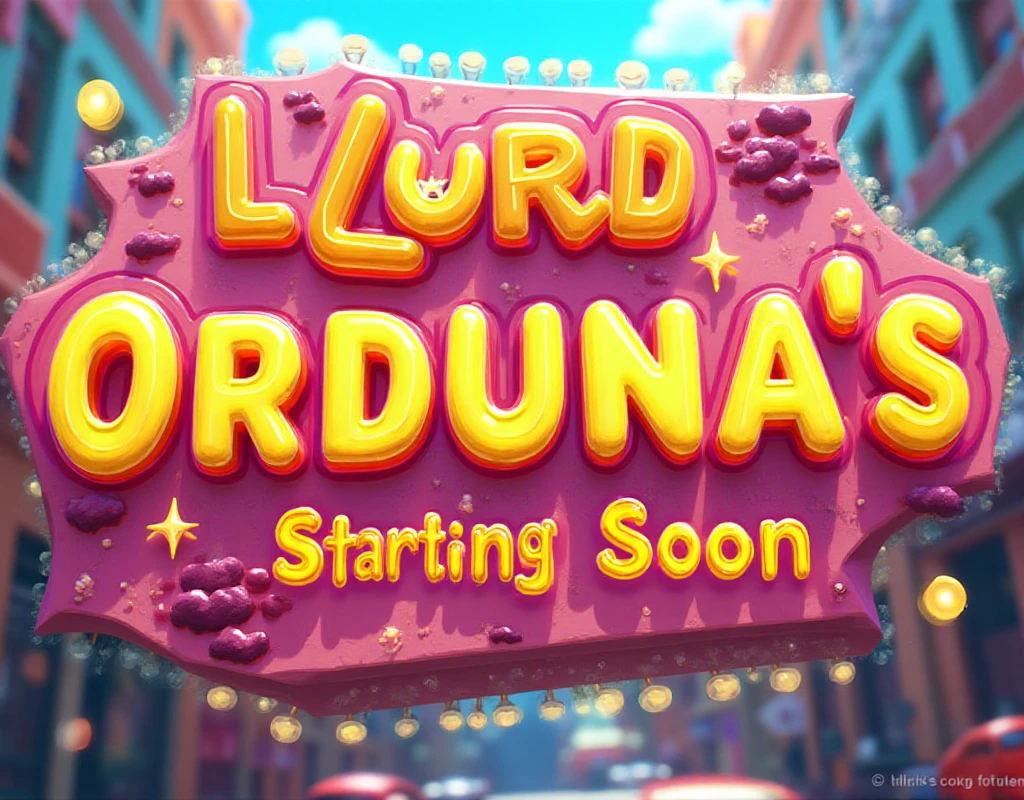 -create a Nickelodeon-style sign that reads: L O R D - O R D U Ñ A ' S - S T A R T I N G - S O O N. in letters 1. Futura Heavy: This bold, sans-serif font, modern and versatile.