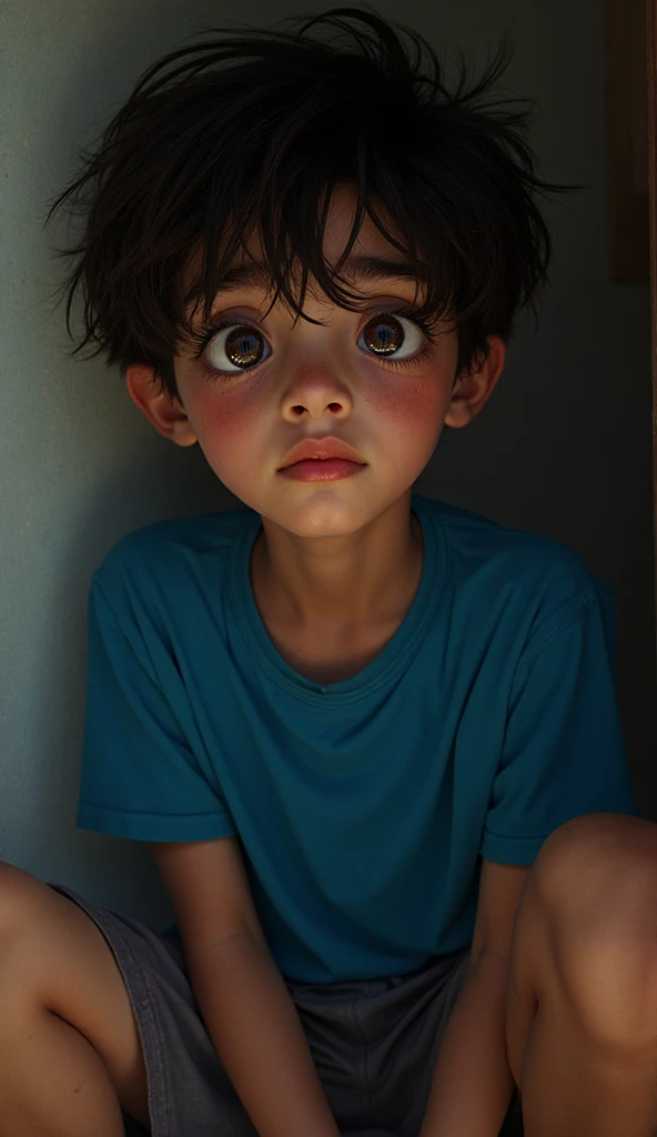 in a nice bedroom, a distressed child is surrounded by torn paper shreds, scattered Colored confetti are scattered on the floor, And the child's expression is even more pitiful, like a child who made a mistake. (best quality,4K,8k,high resolution,masterpiece:1.2),Super detailed,(actual,photoactual,photo-actual:1.37),illustration,Shredded paper,fragile emotions,[torn paper],[Colored confetti],[distressed child],[scattered confetti],[Pitiful expression],soft light,Clean and vibrant colors.