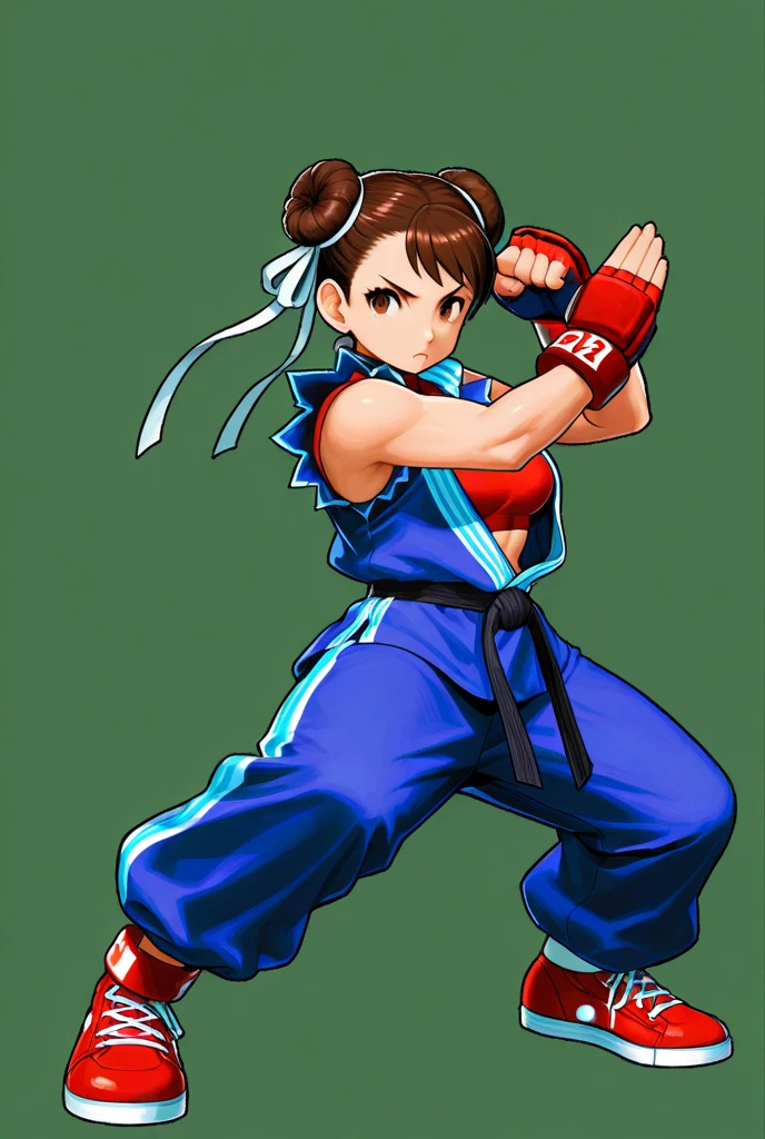 (masterpiece), (best quality), realistic illustration, digital painting, brush marks, by Sakura from street fighter, a young high school fighter in a fighting pose. Angry face, realistic, highly detailed, vibrant colors. In the background a traditional Japanese town of the fourteenth century, cherry trees, Cherry leaves.