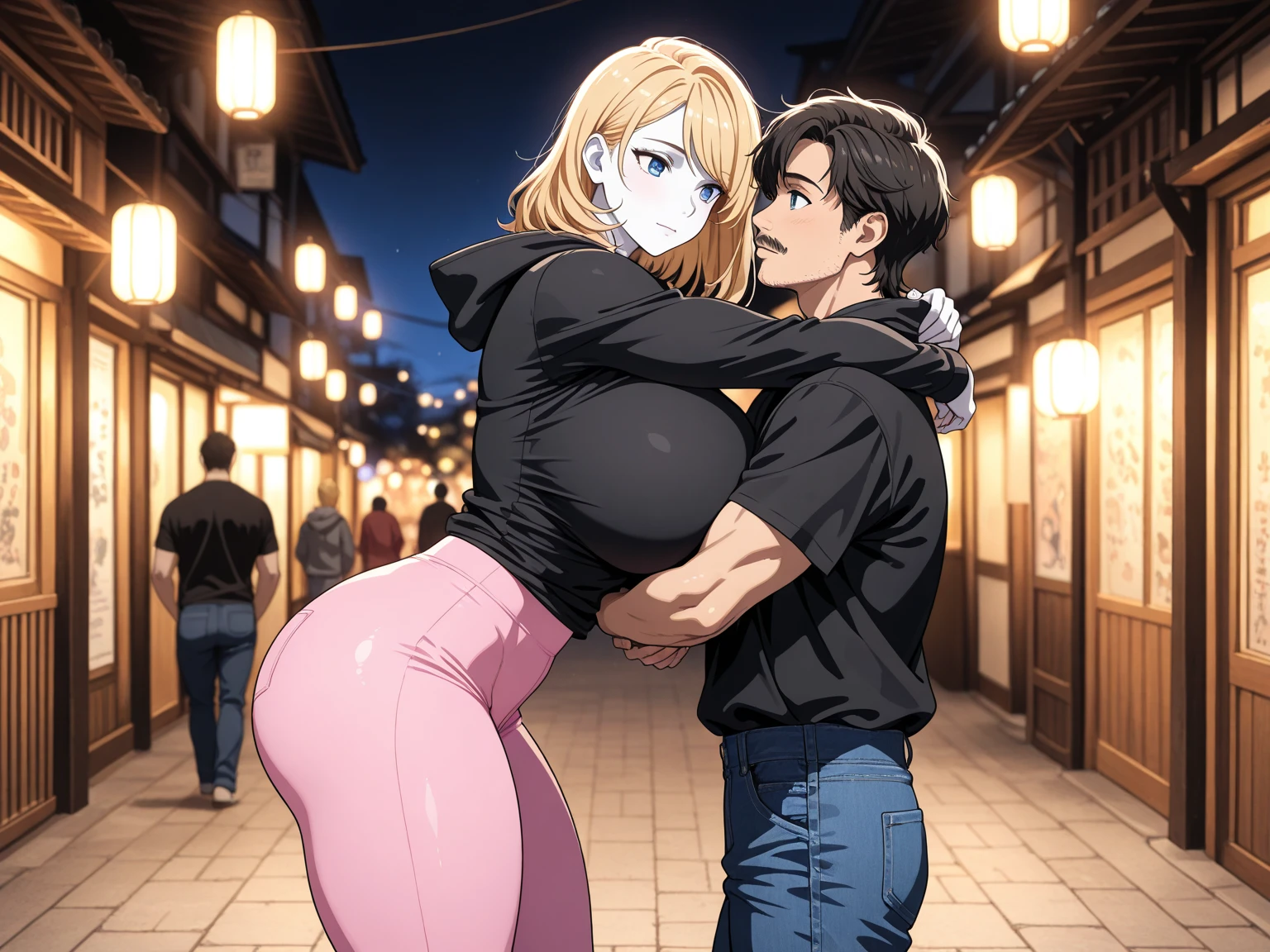 Tall mom teacher  possing  wiht  small son photo in the street, unparalleled masterpiece, ultra realistic 8k CG, perfect artwork, (1girl:1.1 with small youn son 8 years old boy) , mom with son photo , ((perfect female figure)), (), looking at viewer, mature female with young boy , bimbo (android 18) standing  with son , (teasing), best quality:1.1 ,  posture, sexy pose, alluring, (beautiful), (curvy), (thick), blonde hair, (blue eyes:1.2), short hair, earrings, jewelry, denim vest, open vest, black pantyhose, black shirt, denim skirt, striped long sleeves, blue skirt, toned legs, fit, (abs:1.1), (big butt:1.4), peach ass, (athletic body:1.2), (large breasts:1.3, (big_breasts:1.1), wide_hips:1.5, narrow waist, small waist:1.5, slender body:1.2, thick thighs:1.3), (shiny skin:1.2), (hdr), (street:1.2), Nikon D850 film stock photograph Kodak Portra 400 camera f1.6 lens, rich colors, lifelike texture, dramatic lighting, unreal engine, mom  son, mom  with  small son, mom seducing boy,  mom with boy. mom in , son touching mom,