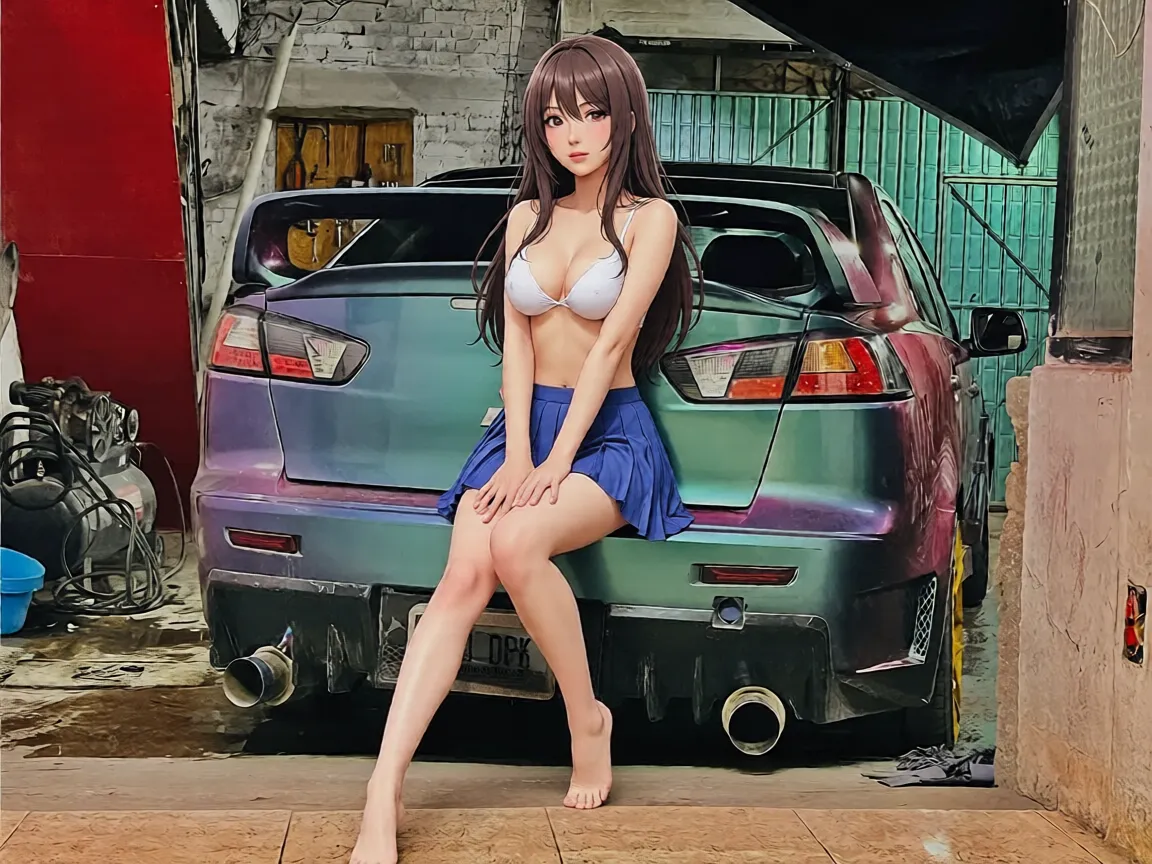 (High resolution 8K),( highest quality), Super detailed, (masterpiece), ( 25 years old), (from whole body to toes:1.2)、((side shot:1.1)),((Side view:1.1)),((sitting on the hood of a car)),((Race Queen Colorful Bikini)),((sexy portrait:1.3)）,((stretch pose)),(big breasts),(big ass)、(smile at the camera)、( smile while looking at the camera ),(full body shot:1.1) ,),(short ponytail),(Photoreal:1.1),((スポンサーにはOptimismのロゴが印刷されます.Optimism;grid girl costume..:1.3)), (ultra thin bikini) , (look at me and smile)、((Side view:1.1)
