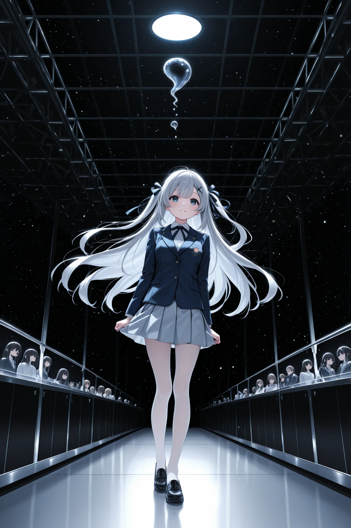 Crowded train、One pretty woman、Many passengers、Best image quality、High resolution、masterpiece、super high quality、Lori、Girl ,Silver Hair, Bright Blue Eyes, Mid-chest,Red bow tie, Dark blue pleated skirt, Long sleeve shirt, Dark Blue Vest、Blushing、4K quality、Reached 、、Heavy breathing、From directly below、From directly below、1 personの女の子, Raise your arms, 1 person, {{{The guy put his hand on the girl's crotch}}}, Inside the train, Crowded, Crying face、（Affirmative prompts）
(1 Girl)++, (masterpiece)+++, (Highest quality)+++, (Super cute)+++, , (Roll up your shirt), Out of place  ,arched back, Crowded train,  (Many men standing behind a girl )++, Dynamic pose, Dynamic hand movements, (Grab your chest)+++, A man grabs a woman's arm , (Hands frying), (Floating Hand), (Grab ),