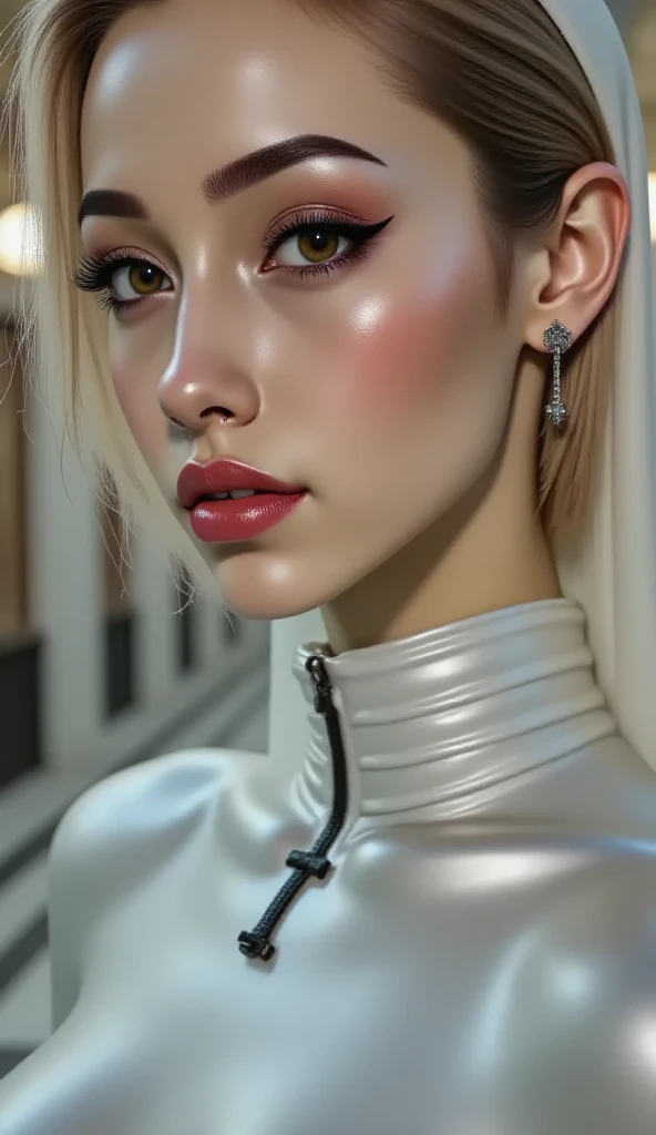 a 20 yo woman, blonde, (hi-top fade:1.3), dark theme, soothing tones, muted colors, high contrast, (natural skin texture, hyperrealism, soft light, sharp)