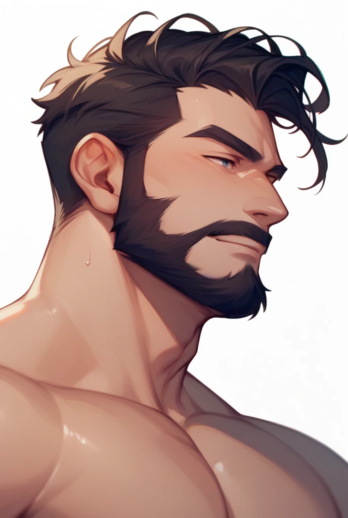 Photo of 36-year-old handsome and hairy man in slips 