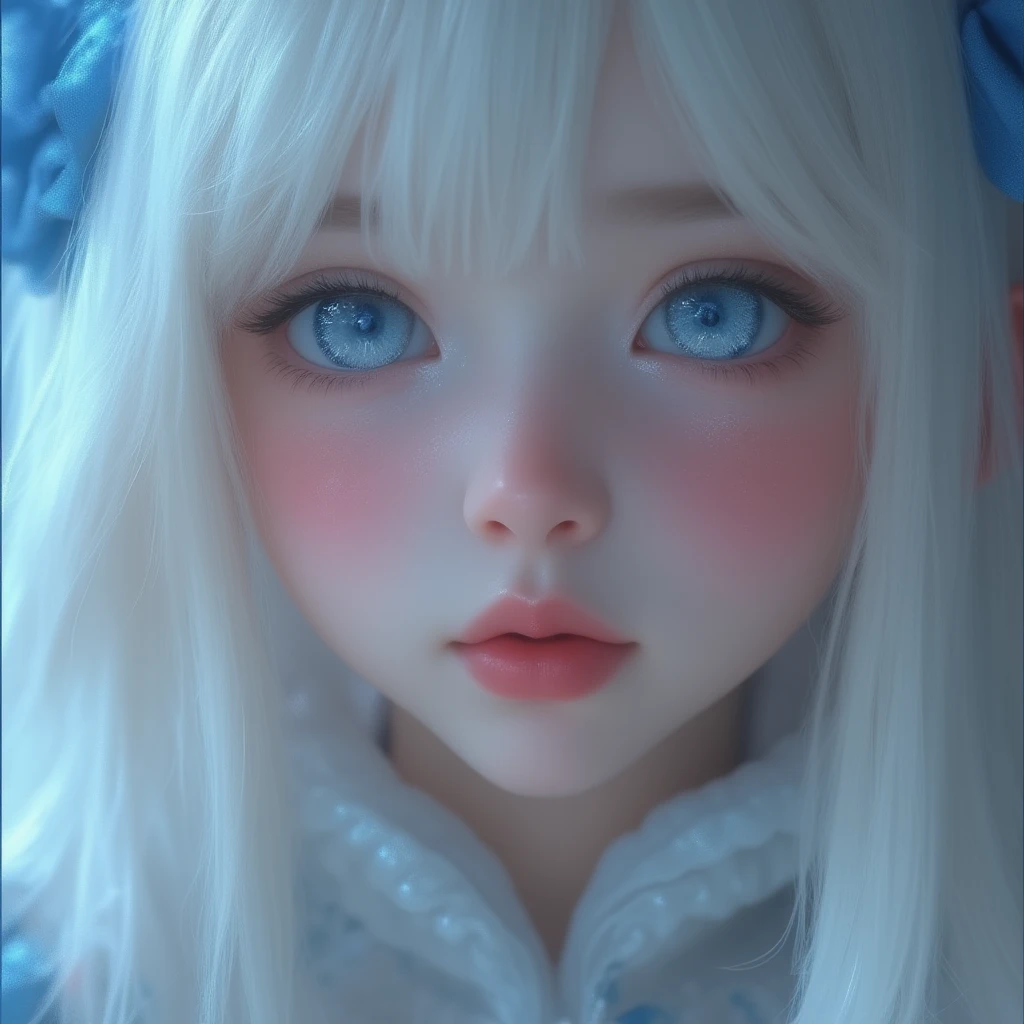 (masterpiece, highest quality, High resolution:1.2), One Girl, alone,Ram,(Close-up)、blue eyes、White Hair、 pose