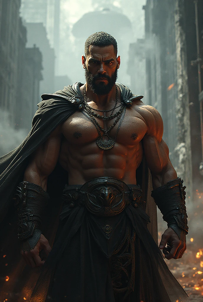 badass man conquering the world realistic animation with super powers, strings wrapped around the wrist, dark colours