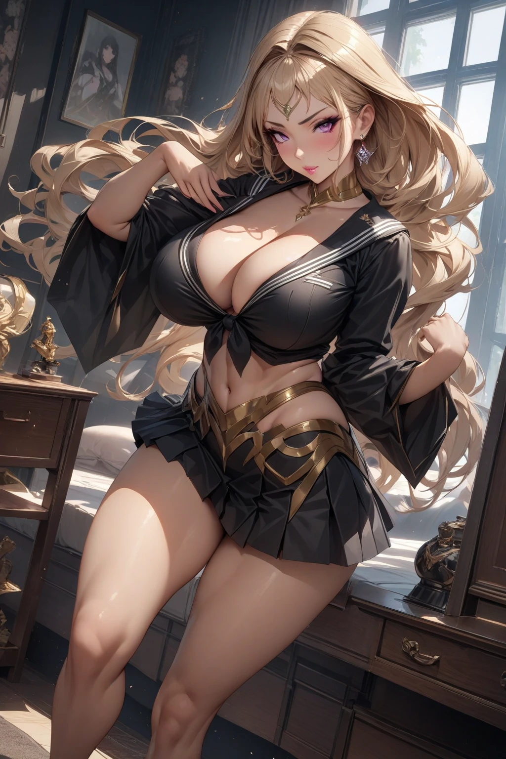 最高のmasterpiece、beautiful美しさ, 3D Second Element, rich, blonde, skirt, stockings, high heels, star、(Highly detailed CG Unity 8K wallpaper),(masterpiece), (最high quality), (Super detailed), (Best Work),(best shadow), (sharp eyeliner, eye shadow, fine eye:1.1), (超High resolution,realistic,最high quality,realistic),(8k,RAW photo,最high quality),mature woman、sensual curves、????????????、thighs、bubble、お?のmasterpiece, 最high quality, Super detailed, full body shot, mature woman, beautiful女性,  enchanting smile, thick lips, chubby lips, blush, looking at the viewer, provocative expression, beautiful髪型, cleavage, Plump、curvy ????、attractive face、???? dress、an inviting gaze、expression of emotions、(((?????? dress)))、Standing position、gorgeous accessories 、???????????の女性, golden hair, colored feather, metal ornaments, colored flowers, particle, light, (masterpiece, 最high quality, 最high quality, official art, beautiful and aesthetic:1.2), (1 girl:1.3), very detailed,(fractal art:1.1),(colorful:1.1)、(flowers:1.3),most detailed,(tangled:1.2), (dynamic pose), (abstract background:1.3), (shiny skin), (lots of colors :1.4), ,(earrings:1.4), (feather:1.4),masterpiece, 最high quality, Super detailed, 30~40 years, full body shot, beautiful 、various hairstyles，gold headband，plump ???????，beautiful ????，greek clothing，Tulle covers the ?????，perfect balance, Detailed outfit details,marble，cinematic lighting, film grain, 8k, masterpiece, Super detailed, high detail, high quality, High resolution、openwork decoration，(((colorfulな最高級ドレス)))、(((解剖学的に正しいbody))) , 最high quality, Super detailed, raise your ????, from below, thighs, ???????????, Are standing, cowboy shot, blush, (((1 girl))), (masterpiece:1.3), (High resolution), (8k), (very detailed), perfect face, Nice eye and face, (((最high quality))), (Super detailed), detailed face and eye, (alone), High resolution、beautifuleye,(((???? pose)))、(((整った???????????)))、((beautiful eye))、luxury、(((超High resolution)))、(((detailed description)))、(((ぽっちゃりbody型)))、(((解剖学的構造に一致したbodyの部位)))、beautiful長いまつ毛、バランスのとれたbody型,The legs and arms are just the right size.、Fishnet tights、glamorous、(((Clear white and black eye)))、lipstick、Sparkling、(Undistorted face, eye, body)、jewelry、gem、(長くカールしたbeautifulまつ毛)、(((バランス良いbeautiful胸)))、(transparent, Exquisite skin:1.2)、(((完璧なglamorousボディー)))、actress face、Super beautiful、cute smile、Healing beauty、Flower Shower、(((完璧なeye)))、realistic depiction、super ????、shiny、glamorous、double eyelids、Good dark Compensation、(((ぼやけていないeye)))、(((Plump face)))、cute face 、(((shiny輝く肌))) 、(((Gorgeous long dress)))