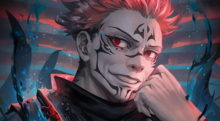 masterpiece, (absurdres, highres, ultra detailed), 1boy, muscular, white hair, solo, extremely detailed red eyes, (official art, beautiful and aesthetic:1.2), (dark art,erosion,fractal art :1.3), colorful, horror, highest detailed