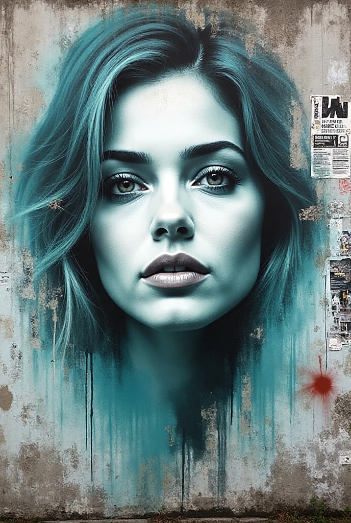 woman tied with bandages, eyes covered, on top of a mountain (art inspired by Bill Sienkiewicz)
