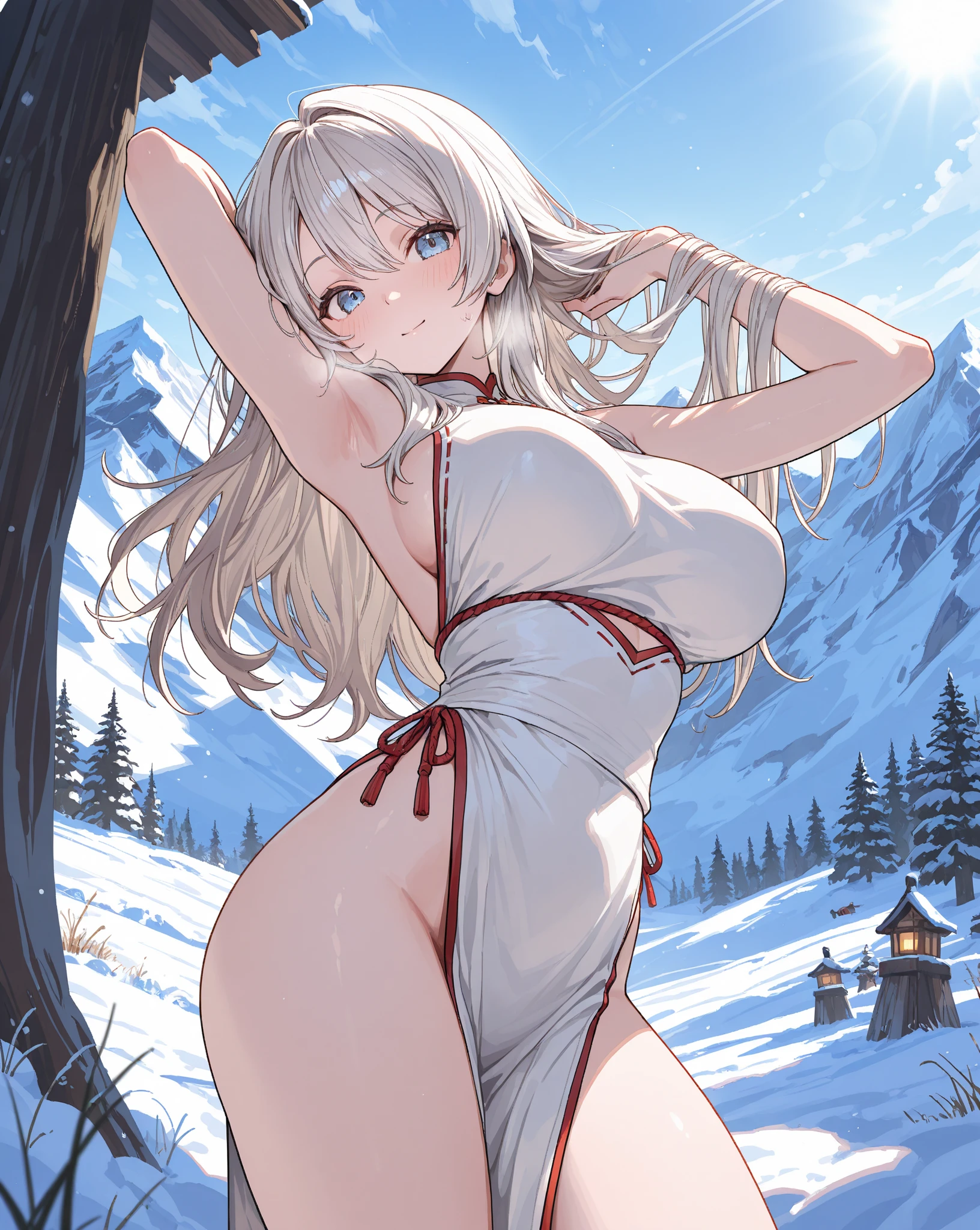 high quality,8K quality,High resolution,(muste piece:1.3),(open-air bathに入った5人の女性), (towel,choker),(Soak in a warm hot spring，vaporと静けさに囲まれて，Enjoy the healing hot springs),(full of sweat:1.2),open-air bath,steam,vapor,background(snow scene,snow mountain, sunrise:1.3),(Wet clothes stuck to my skin,??????? are visible through clothing,My ???? is visible through my clothes.),small ???????,slender, abs:1.2,(young skinny gravure idol, sophisticated gravure idol),(detailed perfect face),normal hand,normal finger,normal foot,(????????, ?????????)