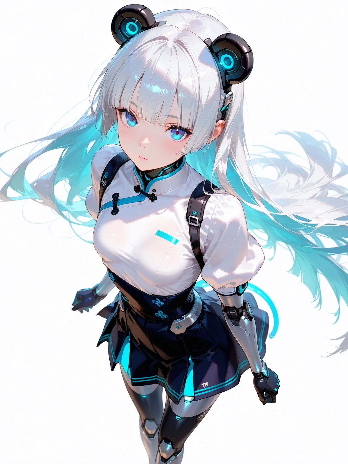 Meisterwerk, best quality, good quality, extrem detailliert CG 8k wallpaper unit, draussen, Big moon is shining, Body tiles shine, heilige Aura, Energie, Machtvoll, award-winning photography, depth of field, HDR, extrem detailliert, kompliziert, hohe Detailgenauigkeit, dramatisch,  trend in artstation, Trend in der CGSociety, chromatische Abweichung, Hintergrund Berge, Nacht Himmel, Sterne, Left Hand holding Dagger,