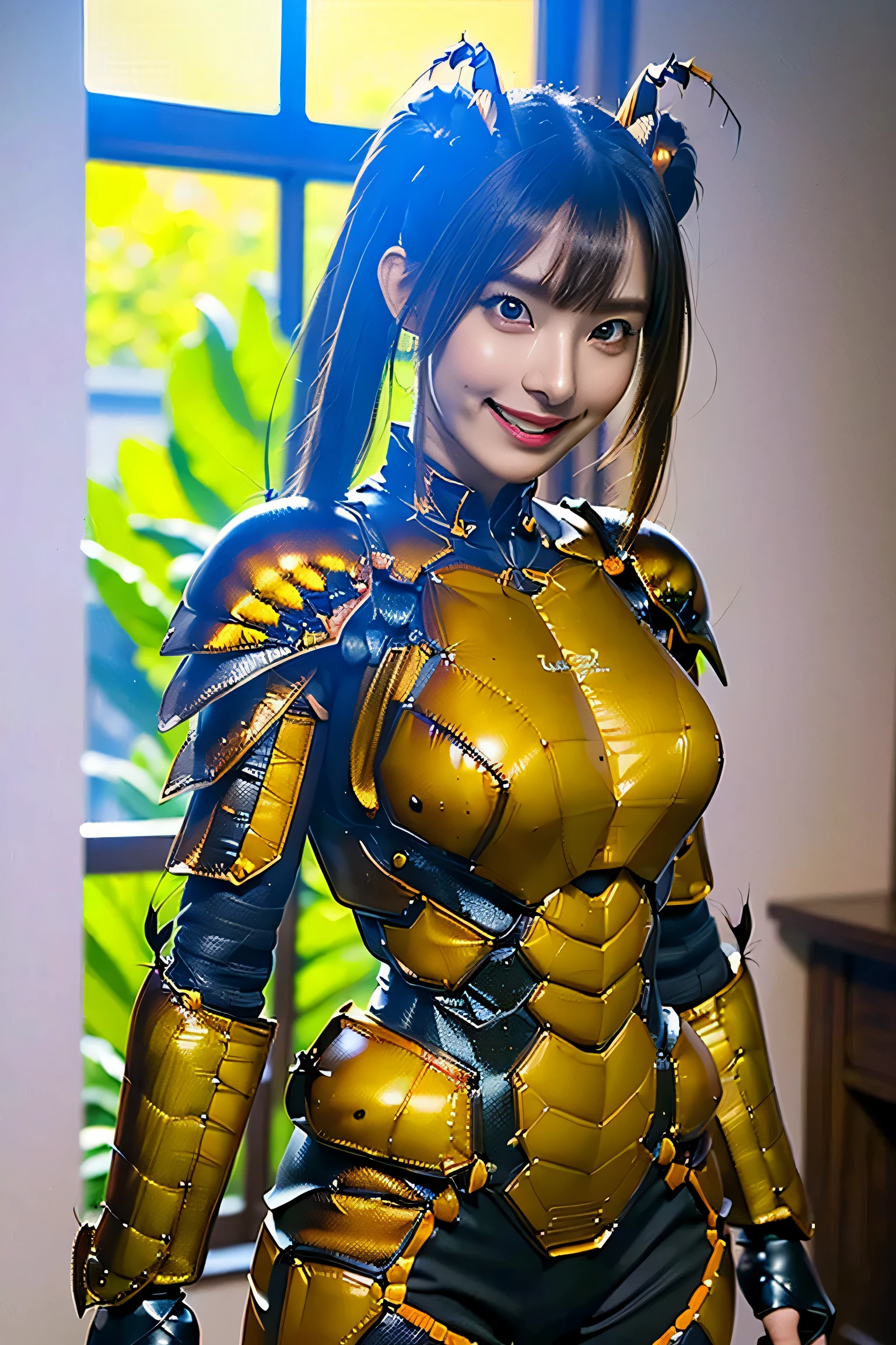 (high resolution,masterpiece,best quality,extremely detailed CG, anime, official art:1.4), realistic, photo, amazing fine details, all intricate, gloss and shiny,awesome many layers, 8k wall paper, 3d, sketch, kawaii, illustration,( solo:1.4), perfect female proportion,villainess, (fusion of dark brown cockroach and lady:1.4), (brown cockroach form lady:1.2), (brown cockroach lady:1.2), (fusion:1.2), (solo:1.4), (evil smile:1.2), muscular, abs, (cockroach brown exoskeleton bio insect suit:1.4), (cockroach brown exoskeleton bio insect armor:1.2), (brown transparency cockroach wing:1.4), (brown cockroach antennae:1.3),