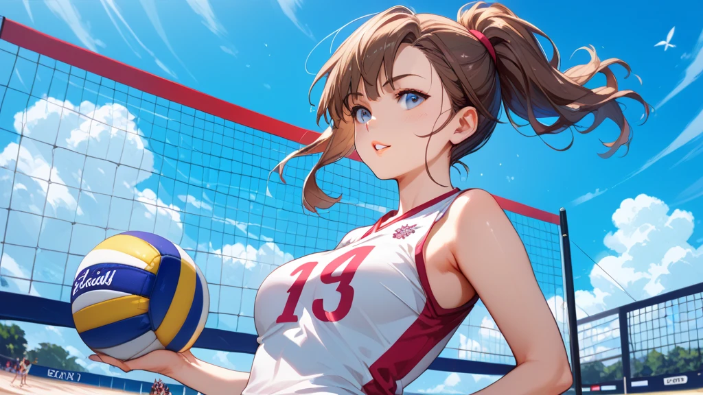 unity 8k wallpaper, anatomically correct, (((masterpiece))), (((best quality))), (((ultra detailed))), (((high-resolution))), ((Ultimate cutie)), perfect hands, perfect finger, (((good ))), detailed beautiful face, shiny hair, (((gyaru))), (potbelly), (curvy), medium breasts, ((Thick thighs)), (((solo))), (( smile)), (((blush))), 
BREAK, (((sit astride the perfectly spherical shape 6-inch volleyball))), (((Straddling a perfectly spherical 6" volleyball))), (((Perfectly spherical 6" volleyball fits perfectly crotch))), BREAK, (((Rub the  Perfectly spherical 6" volleyball against crotch))), 
BREAK, (Collared volleyball uniforms), sleeveless, ((buruma)), ((kneepad)),  stained, (elbow pad), (((sweat))), (((covered in sweat))), ((deep breathing)), in Volleyball Court, indoor, lighting,  looking at viewer, full body, (spoken heart)