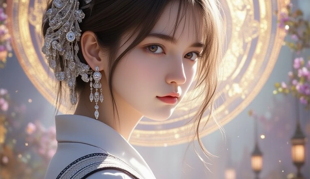 Best Quality, Masterpiece, High Resolution, 1girl, Porcelain Dress, Hair Accessories, Necklace, Jewelry, Beautiful Face, Physically, Tyndall Effect, Realistic, Dark Studio, Rim Lighting, Duotone Lighting, (High Detail Skin : 1.2), 8k uhd, dslr, soft light, high quality, volume light, candid, photo, high resolution, 4k, 8k, bokeh