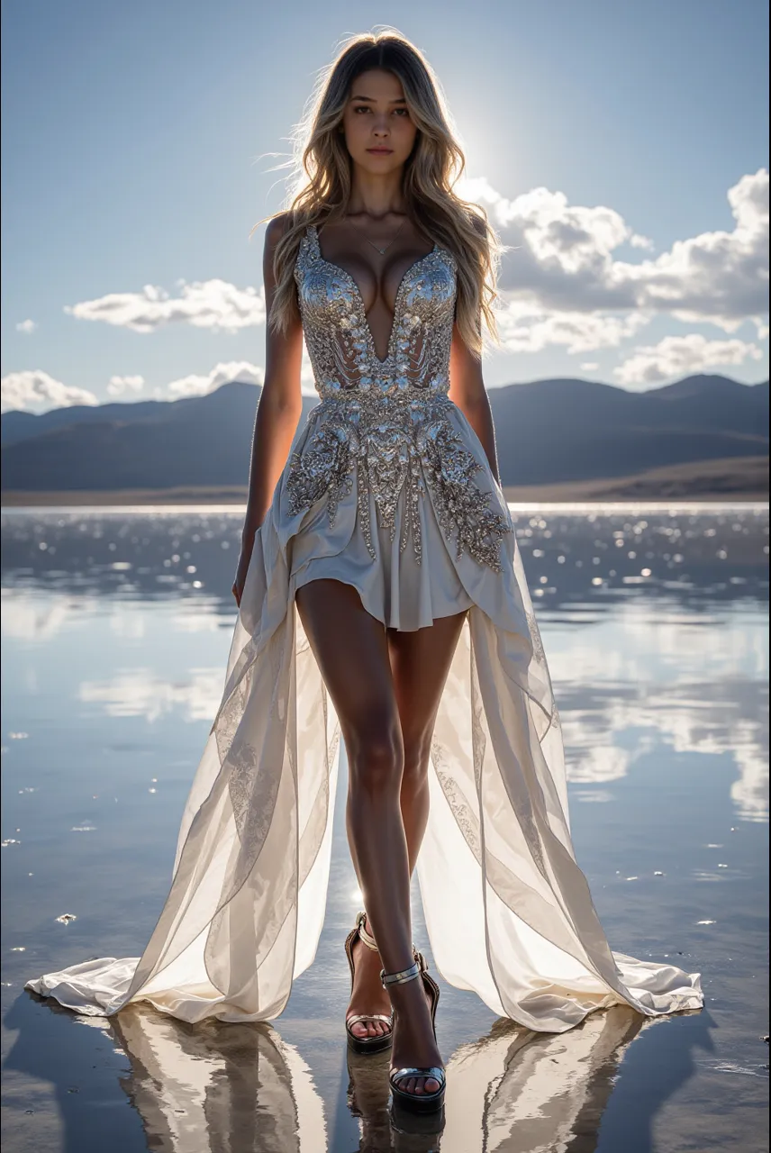 Daisaku, Photography RAW, Beautiful woman in wedding dress standing on ice, looking into the camera, Next to him sat a polar bear， Surrounded by sea and icebergs, blue sky with white clouds。, Light smile, Cinematic lighting, 35mm, hasselblatt, Cinematic lighting, Chiaroscuro, reflected light, ultra high def, Textured skin, Super detail, High details, High quality, awarding winning, Best quality, highly resolution, 16k
