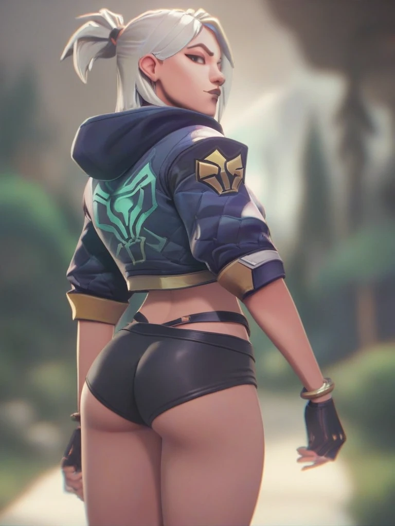 score_9,score_8_up,score_7_up,
yorhaxl,white hair,black choker,big lips, ponytail, long hair,arms up,bulge,flat chest,
black gloves,  blindfold,       squatting,    black short,  crop top,  
fog,
<lora:Yorha9s:1>,