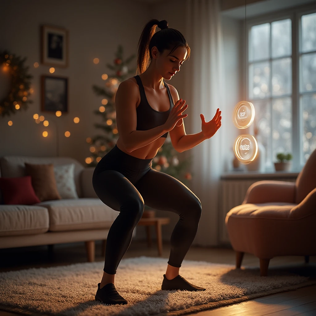 there is a woman standing in a living room with her arms outstretched, from back, back pose, centered full body rear-shot, with arms up, long shot from back, from the back, working out, her back is to us, t pose, back view!!, in full growth from the back, long shot from the back, toned 