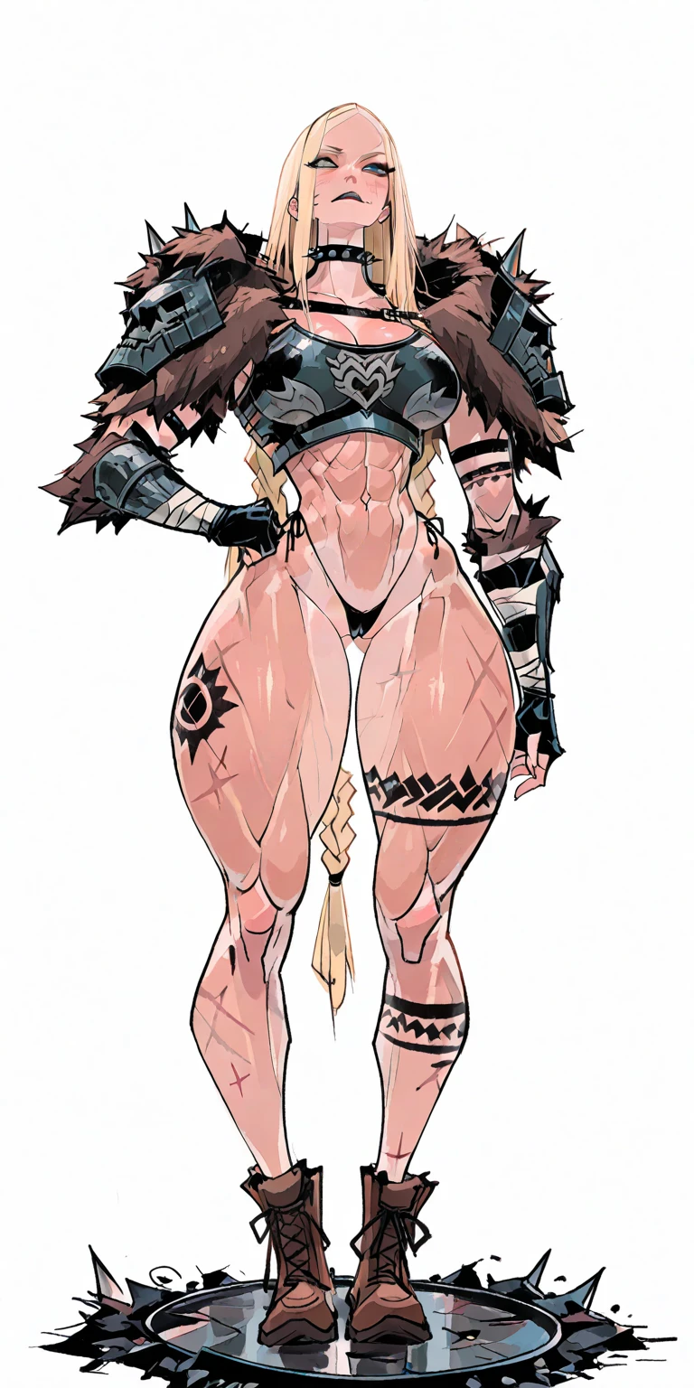score_9, score_8_up, score_7_up, score_6_up, score_5_up, source_anime BREAK monochrome, sketch, very long hair, tattoo, bikini ,muscular female ,amazon_\(dragon's_crown\), large breasts, thick thighs