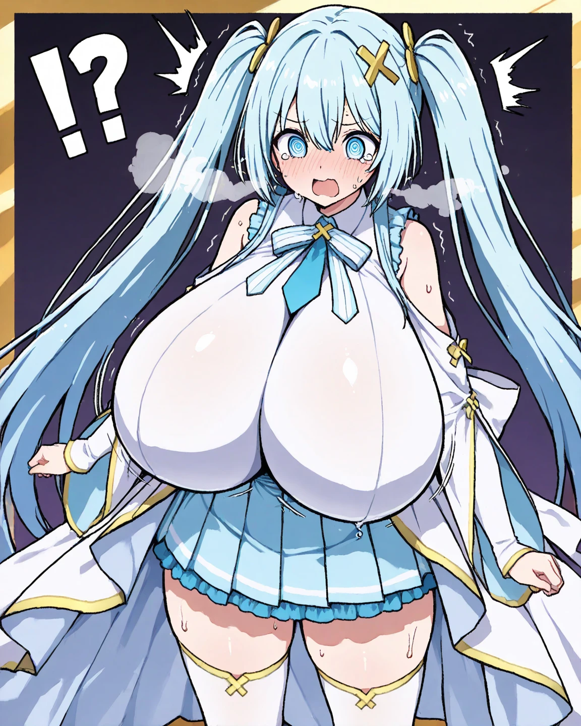 One girl, alone, Aqua (KonoSuba), Blue Hair, blue eyes, White shirt ,Long white coat, Black office skirt, Knee socks, whole body, Are standing, Heart-shaped pupils，(SFW), (masterpiece:1.2), Highest quality, masterpiece, High resolution, original, Highly detailed wallpaper, (Super detailed), (Best illustrations), (Best Shadow), (Kobeni), , Firm , (White collared shirt), (Bloodstain:1.1), (fear:1.2), (Black tie), (Shirt stain), (Dirty), One girl, View your viewers, (Scared:1.2), (tears:1.1), (Brown eyes), (peace sign),tongue out, tongue, Heart-shaped pupils, 身体, Expose your ,、Beautiful woman, Black Hair, White skin,Big 、、Great Khan、Leg spread、Spread your  with both hands、Woman rides on man、 insertion、、Pleasure、、Milk out