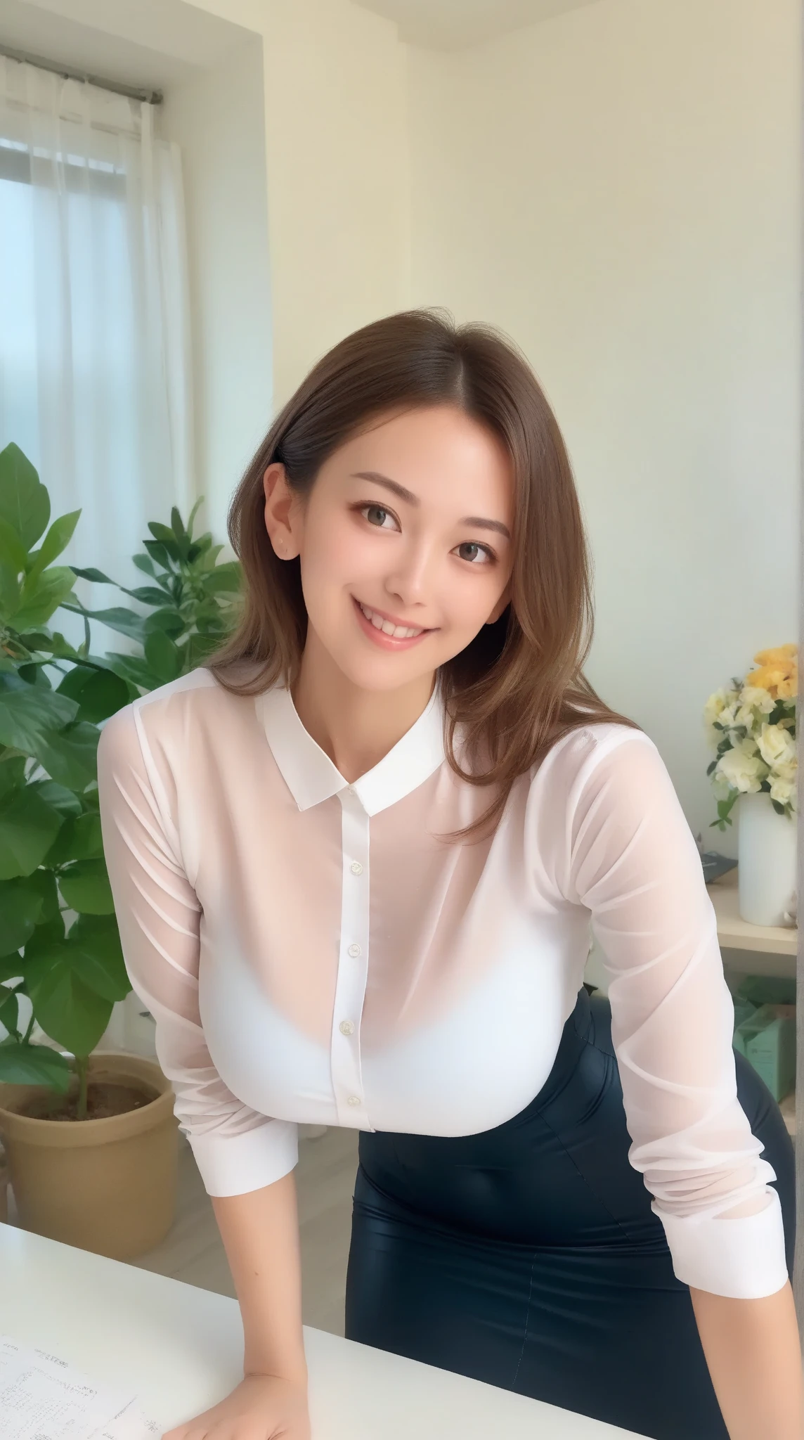 1 Girl,(Wearing white nurse clothes:1.2),(RAW Photos, Highest quality), (Realistic, photo-Realistic:1.4), masterpiece, Very delicate and beautiful, Very detailed, 2k wallpaper, wonderful, finely, Very detailed CG unity 8k wallpaper, Very detailedな, High resolution, Soft Light, Beautiful detailed girl, Very detailed eyes and face, Beautiful and detailed nose, finely beautiful eyes, nurse, Perfect , Black Hair, Upstyle, nurse uniform, ((nurse cap)), Long skirt, nurse, White costume, thin, hospital, clear, White Uniform, hospital room, Neck auscultation,Close your face,Upper Body Shot